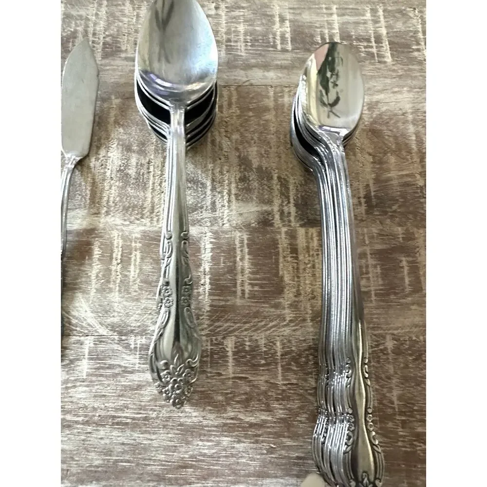 Imperial Fleurette Stainless Steel Flatware 68 Pieces VTG